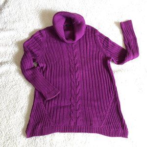 Talbots Plus Size Purple Cowl Neck Sweater